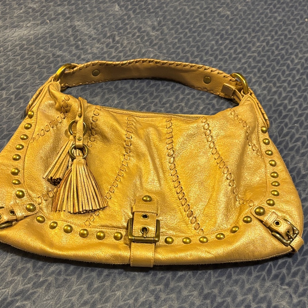 Vintage Isabella Fiore Bronze/Gold Studded Shoulder Hobo Bag